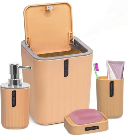 طقم اكسسوارات حمام من 4 قطع-أصفر