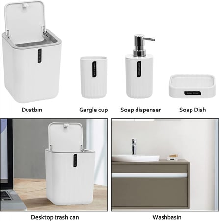 طقم اكسسوارات حمام من 4 قطع-أبيض