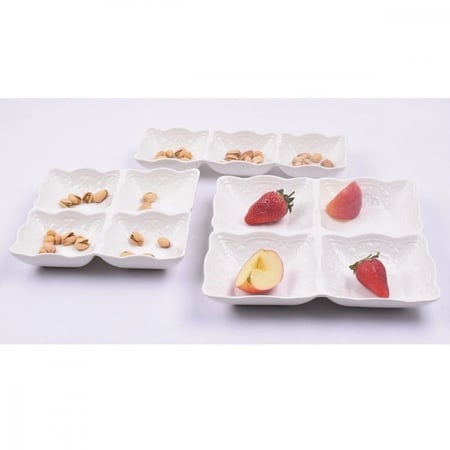 أطباق سيراميك مقسمة لتقديم الفاكهة والمكسرات 3 قطع