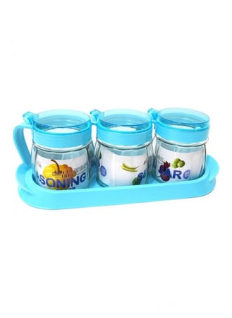 حافظات توابل زجاجية شفافة مع ملعقة مثقوبة