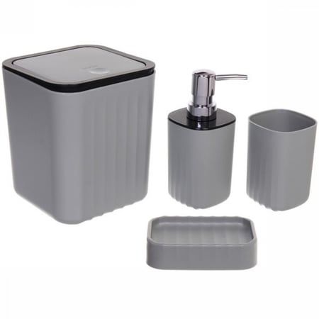 طقم اكسسوارات حمام من 4 قطع-رمادي