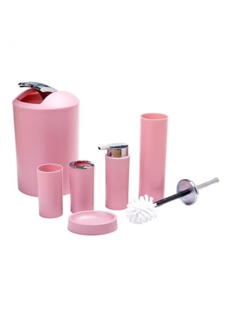 طقم حمام وردي 6 قطع في السعودية