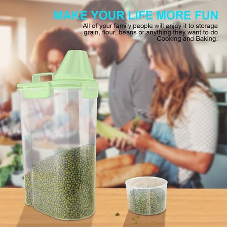 علبة لتخزين الأرز والحبوب بكوب معيار