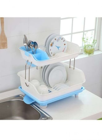 صفاية اطباق حوض المطبخ بلاستيك ازرق / ابيض