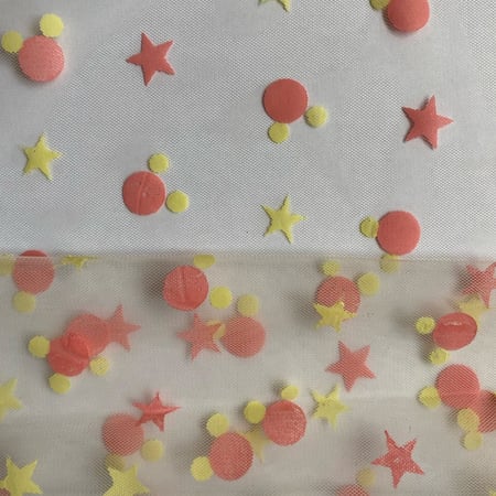 قماش تل مطبوع نجوم ودوائر قياس(83*95سم) (قطعه واحده)