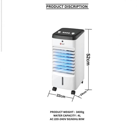 مكيف هواء متنقل مع حاويتين لتخزين الثلج - 4 لتر - 60 واط