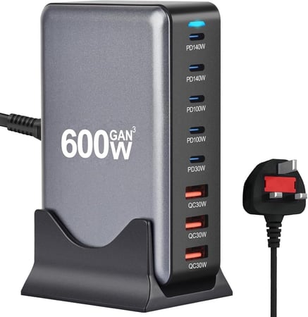 منصة شحن متعددة المنافذ 600واط