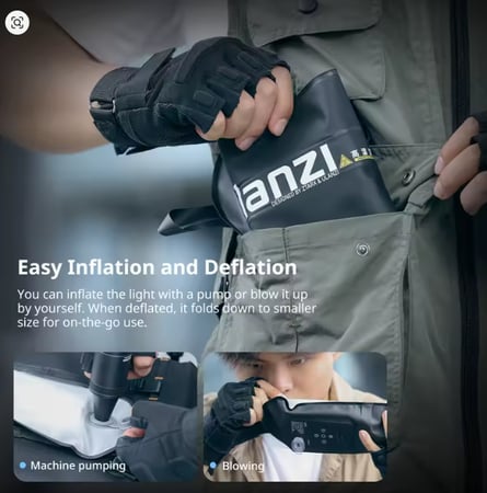 كشاف البالون المحمول للتخييم قابل للنفخ مع بطارية وشاشة رقمية