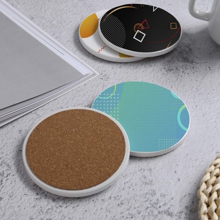 LOWHA Set of 4 Ceramic Coasters printed with beautiful designs suitable for Coffee, Tea, Juice Glasses, all kind of Cups and Mugs - 10cm