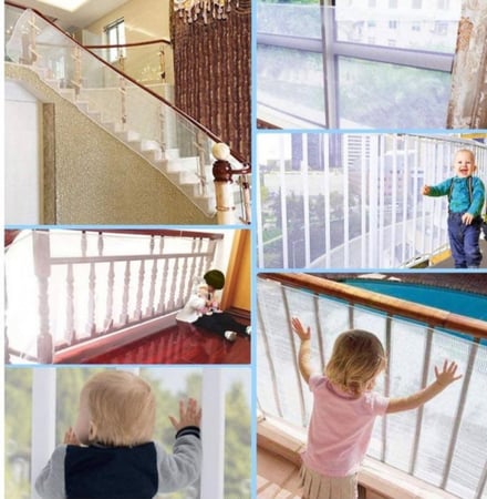 واقي أمان متين للأطفال قابل للتعديل وشبكة أمان للشرفة والسلالم 200 سم * 78 سم