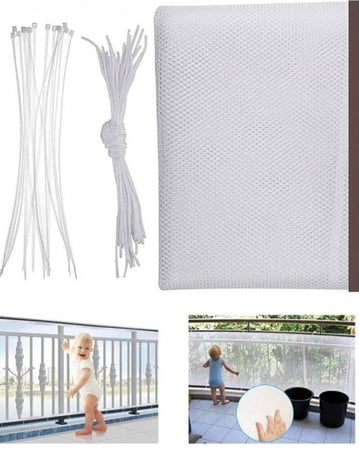 واقي أمان متين للأطفال قابل للتعديل وشبكة أمان للشرفة والسلالم 200 سم * 78 سم