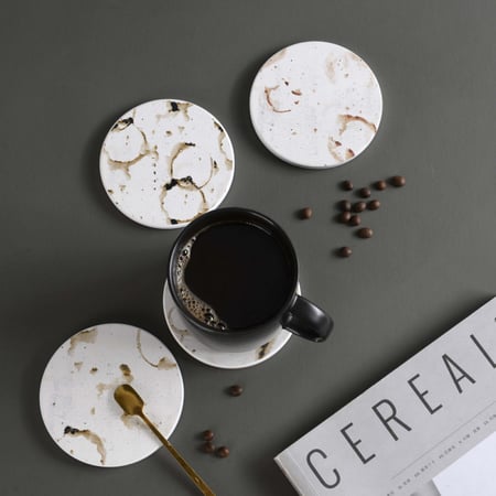 LOWHA Set of 4 Ceramic Coasters printed with beautiful designs suitable for Coffee, Tea, Juice Glasses, all kind of Cups and Mugs - 10cm