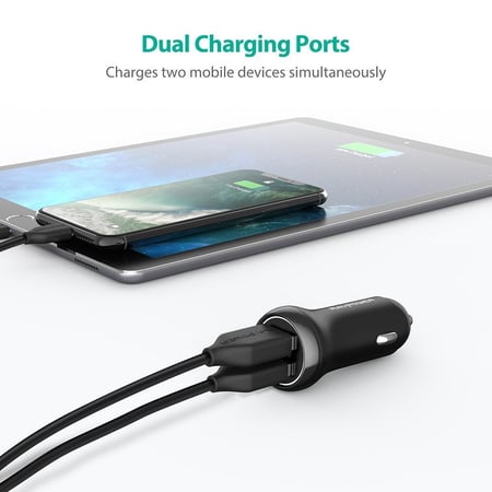 RAVPower 2 Port USB Car Charger iSmart 17W