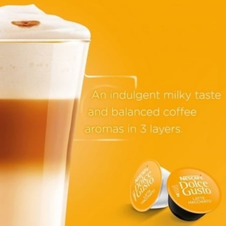 كبسولات قهوة لاتيه مكياتو دولشي غوستو نسكافيه 183.2ج*16كبسوله Nescafe Dolce Gusto Latte Macchiato Coffee Capsules