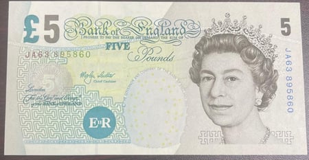 5 باوند بريطانيا استرليني اصدار 1993 م انسر