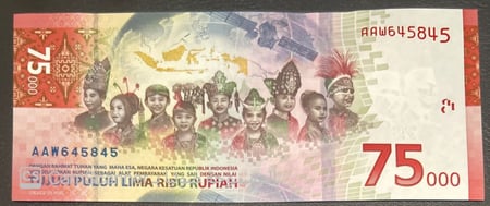 75 الف روبيه اندونيسيا تذكاري  من القطع الجميله عالميا 2020 انسر