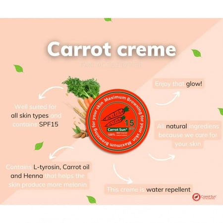 carrot sun  كريم  تسمير بالجزر  plus مع عامل حمايه من الشمس
