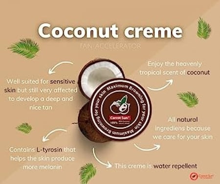Coconut Cream كاروت صن 350ml كريم التسمير بجوز الهند للبشرات الفاتحه الحساسه