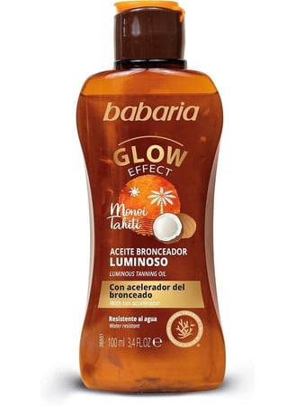 باباريا زيت تسمير لامع بزيت جوز الهند – تأثير التوهج – 100مل Babaria Glow Effect Luminous Tanning Oil with Coconut Oil