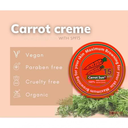 carrot sun  كريم  تسمير بالجزر  plus مع عامل حمايه من الشمس