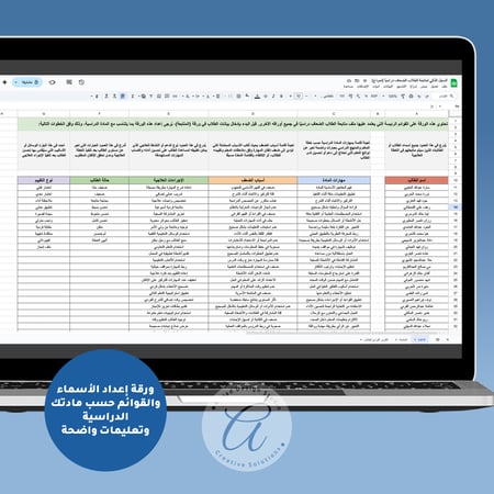 السجل الذكي لمتابعة الطلاب الضعاف دراسيًا وتحليل الأداء القبلي والبعدي - قوقل شيت (Google Sheets)