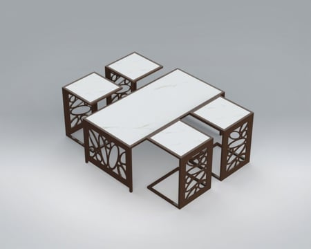 طاولة ضيافة رئيسية مع 4 طاولات خدمة