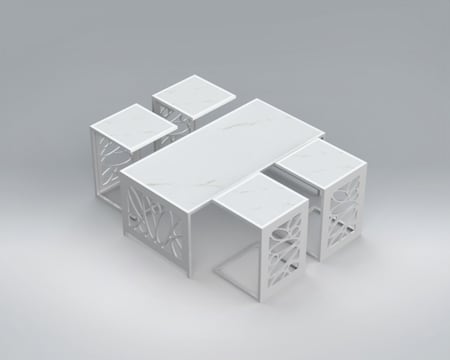 طاولة ضيافة رئيسية مع 4 طاولات خدمة