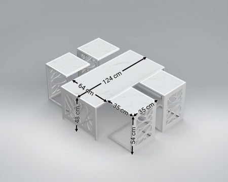 طاولة ضيافة رئيسية مع 4 طاولات خدمة