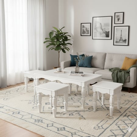 طقم طاولات رئيسية مع خدمة  ارجل فك وتركيب 4+1