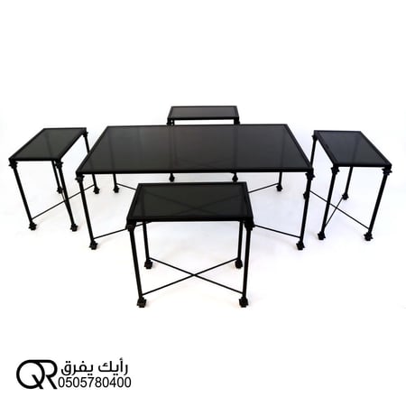 طاولة رئيسية مع 4 خدمة حديد و زجاج
