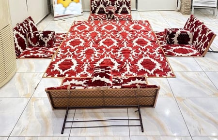 جلسة خارجية للحوش جلسات ارضية جلسات شعبية مع تكايات ومساند لظهر توصيل