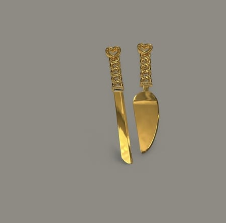 طقم قطاعة كيك ذهبي ديزاين قلوب