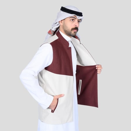 سديري دبل فيس عنابي مع اف وايت