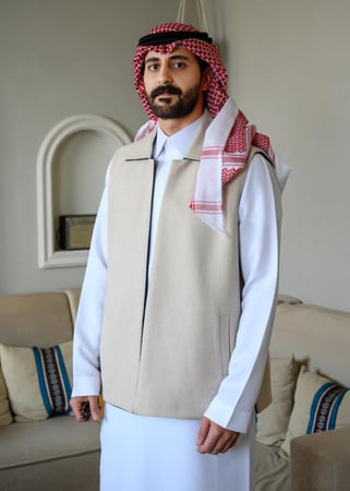 سديري دبل فيس بتصميم كلاسيك كريمي كحلي