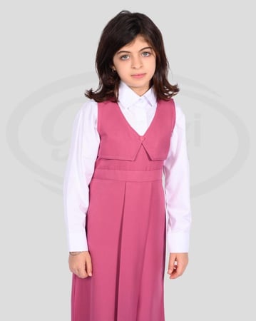 طقم مريول مدرسي مع قميص بناتي ابتدائي تصميم مريح مع قميص أبيض