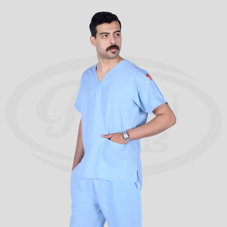 طقم سكراب طبي كنزي للجنسين لون سماوي فاتح