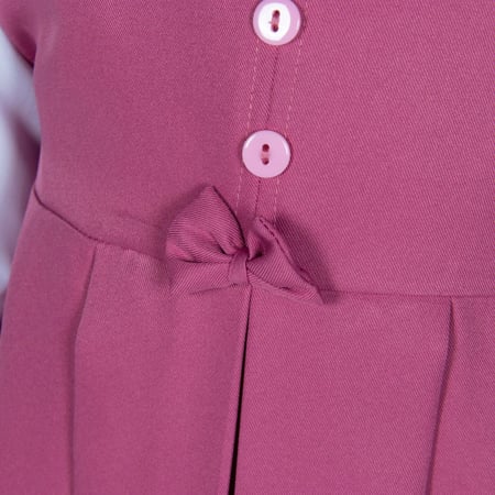 طقم مريول مدرسي إبتدائي وردي بربطة مع قميص ابيض