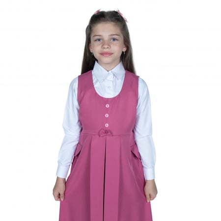 طقم مريول مدرسي إبتدائي وردي بربطة مع قميص ابيض