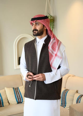 سديري شتوي دبل فيس بيج رملي وبني ملكي للمناسبات الرسمية.