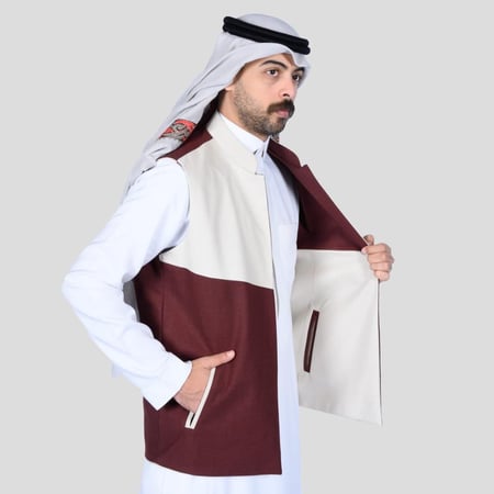 سديري دبل فيس عنابي مع اف وايت