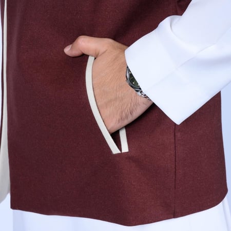 سديري دبل فيس عنابي مع اف وايت