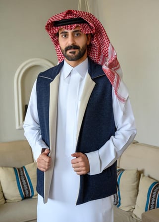 سديري دبل فيس بتصميم كلاسيك كريمي كحلي
