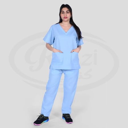 طقم سكراب طبي كنزي للجنسين لون سماوي فاتح