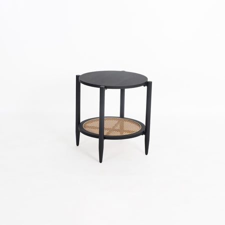 طاولة خشب دائرية طبقتن -اسود