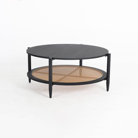 طاولة خشب دائرية طبقتن -اسود