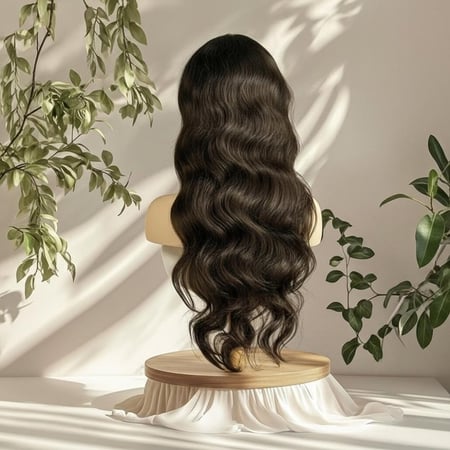 باروكة شعر طبيعي 22 انش اماميه دانتيل ويفي