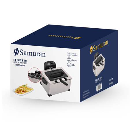 قلاية زيت حوضين  من متجر تيل بضمان سنتين 5 لتر - 2000 واط - ساموران