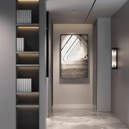 مصباح حائط طويل نيو كلاسيك اسود وفضي