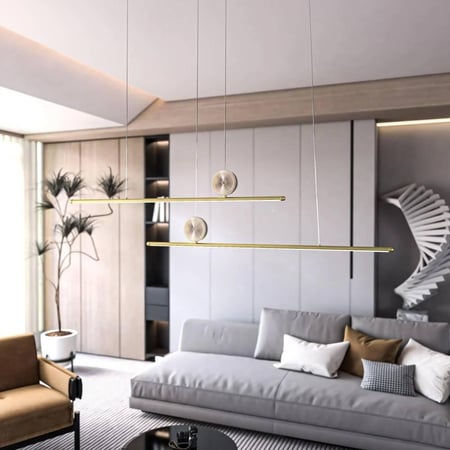 نجفة ليد  مستطيل كريستال ذهبي