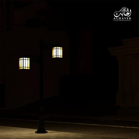 عمود إنارة حدائق مجوز منقوش بالبني والعسلي